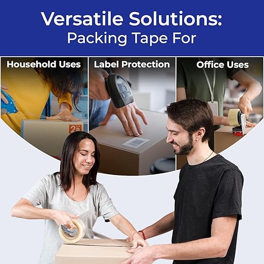 Packaging Tape, 48 Pack, Clear Shipping Tape, 2.7 Mil (68 Micron), 1.88" Wide x 65 Yards, Thick Box Tape, 3" Core, Strong Adhesive Tape for Moving Boxes, Warehouse, Storage & Distribution