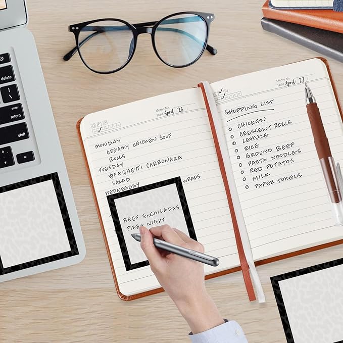 Sticky Notes, 2 Pads, 3x3 inches, Cute Colorful Fun Self-Stick Note Pads, Easy Post, Strong Adhesive Notepad Black Leopard Texture