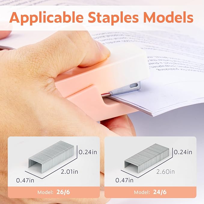 Mini Stapler with 830 Staples, Small Cute Desk Staplers, 25 Sheet Capacity, Pink-White Gradient