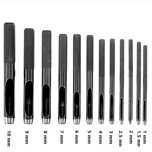 12PCS Leather Hole Punch Leather Punch Tool Heavy Duty Round Hollow Punch for Leather Belt Watch Band Gasket.