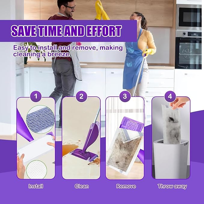 30 Pack Wet Jet Pads for Swiffer Wet Jet Mop - Wet Jet Refills for Multi-Surface Hardwood Floor Cleaning, 4 Layers Thickened Durable | Heavy-Duty Absorbent | Stickiness