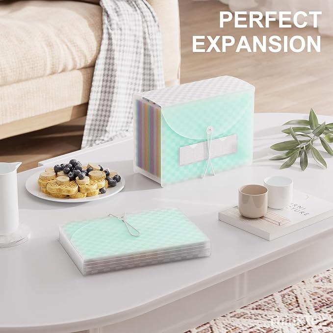 ThinkTex Accordion File Organizer, 26 Pockets Expanding File Folders, Monthly Bill Receipt Documents Organizer, A-Z Colorful Tabs, Letter/A4 Size - Green