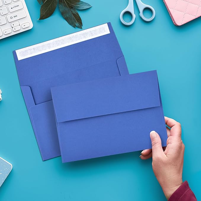 50 Pack 4x6 Envelopes for Invitations,4.75x6.5 inches,A4 Envelope Blue Self Seal,Printable Envelopes for Wedding,Invitation,Baby Shower,4x6 Cards