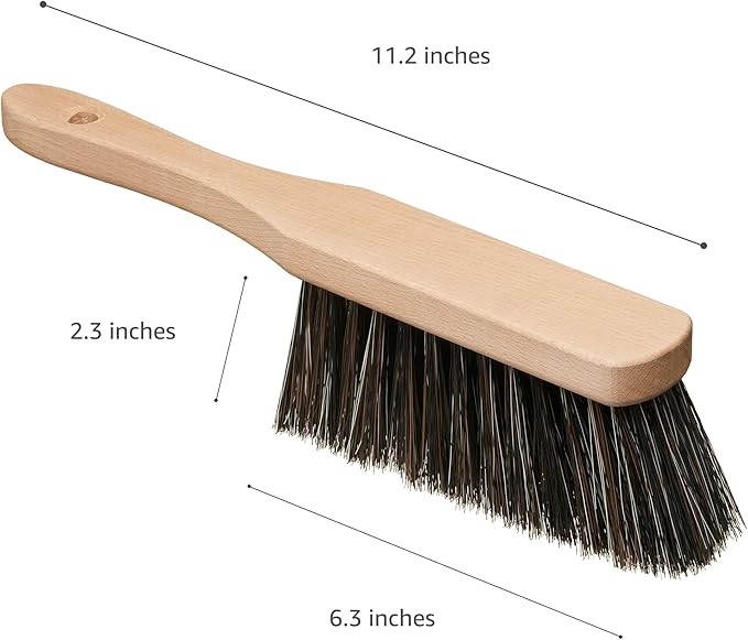 11.2" Hand Broom Soft Bristles Cleaning Brush, Dusting Brush with Wooden Handle, Handheld Car Broom, Small Counter Dust Brush, Bench Brush, Clothes Brush