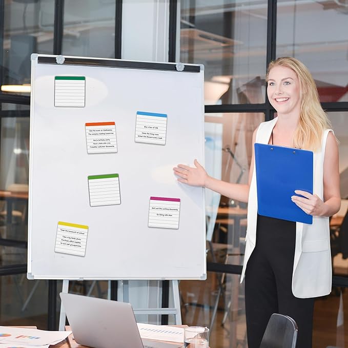 Ruled Lined Small Sticky Notes 3x3,Dry Erase Magnetic Sheets,18 Pieces,Work for Fine Tip Markers,Easy to Post On Fridge or Whiteboard