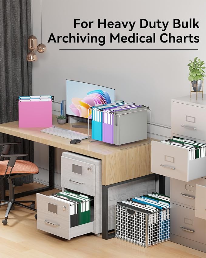 Ansook Plastic Large Capacity Hanging File Folders Letter Size,Heavy Duty 4" Expandable File Folder with Movable Dividers,6 Pack File Cabinet Folders with Tabs,Hanging Folder Organizer for Home Office