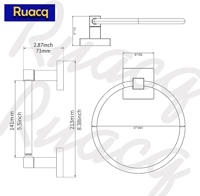 Ruacq Brushed Gold Toilet Paper Holder Towel Ring Bathroom Accessories Hardware Set Double Post Pivoting Toilet Roll Holder Square Stainless Steel and Zinc Alloy Modern Wall Mounted 2 Pieces