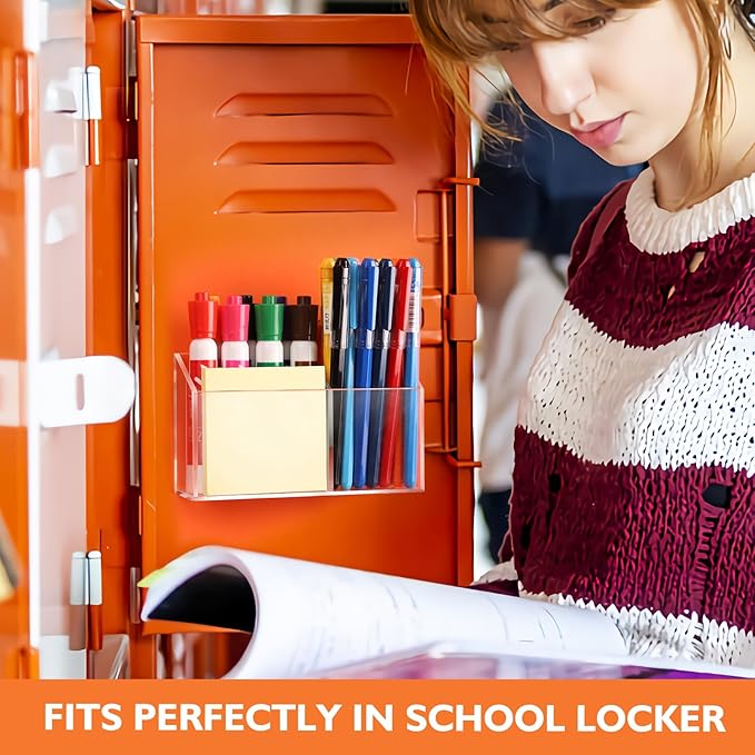 Magnetic Pen Holder Classroom Organization Acrylic Marker Holder for Whiteboard Refrigerator Locker Accessories Pencil Dry Erase Marker Basket (2 Compartments * 1)