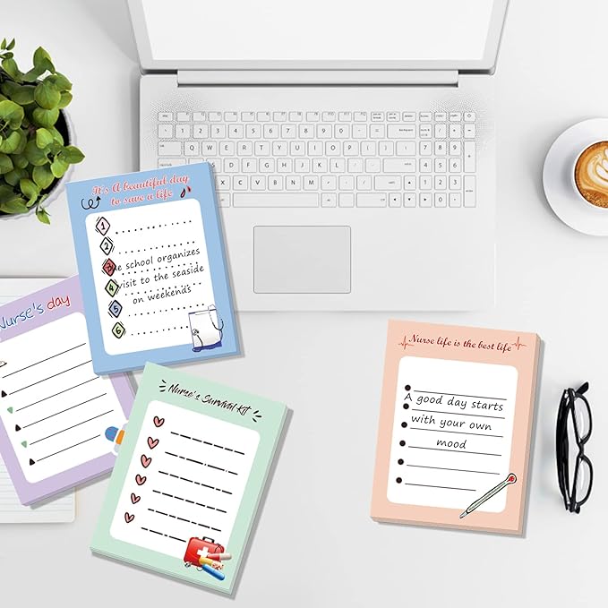 Nurses Week Gifts,16 Pieces Nurse Notepad Funny Notepads Sarcastic Sticky Memo Pads for Writing Notes Diary Lists Schedules School Nurse Gifts Medical Assistant Gifts Women Coworkers Home Office Gifts