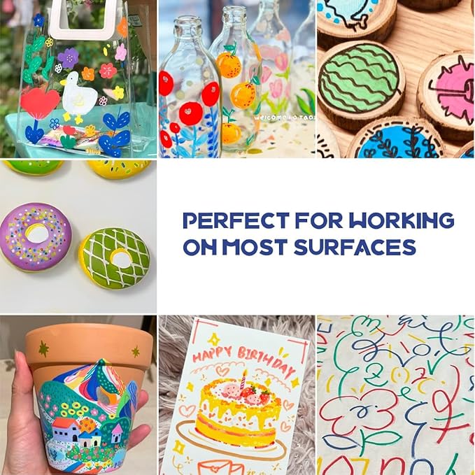 Arrtx Acrylic Paint Markers 60B,Brush Tip Acrylic Markers for Rock Painting,Glass,Stone,Wood,Ceramic Fabric Art Supplies,Stocking Stuffer Gifts for women men