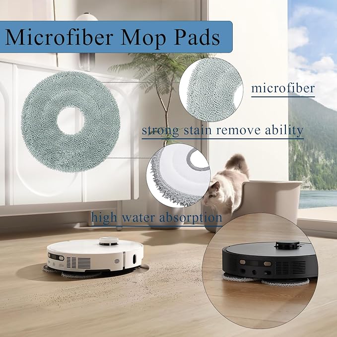 Replacement Parts for Dreame L40 Ultra/X40 Ultra Complete/X40 Ultra/X40 Master/MOVA P10 Pro Ultra/Mova P50 Pro Ultra, Accessories 1 Main Brush, 4 Dust Bags, 6 Wipe Pads, 4 HEPA Filters, 4 Side Brush
