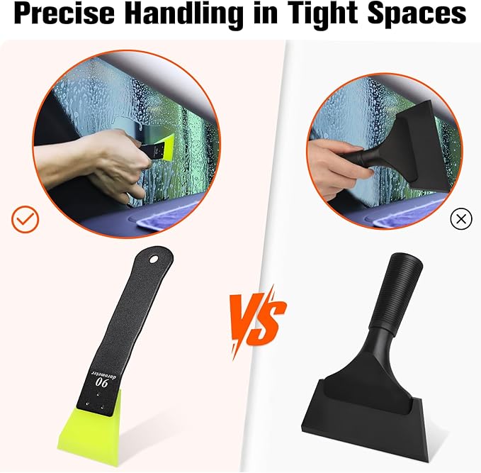 WRAPXPERT Small Squeegee 2 Pack, Mini Squeegee for Small Window Tint Kits, Stainless Steel Handle Rubber Window Squeegee for Window Cleaning, Car Corner Window Windshield, Window Tint Tools