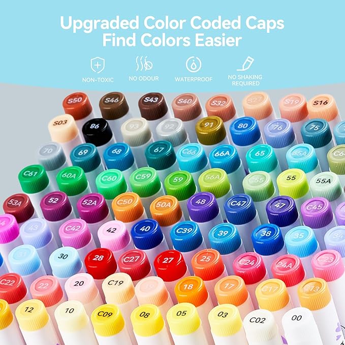 Arrtx Acrylic Markers 90 Colors, Premium Brush Tip Acrylic Paint Pens, Water Based Ink, No Toxic, Water Resistant Paint Markers for Rock Painting Wood Stone Glass Fabric DIY Project