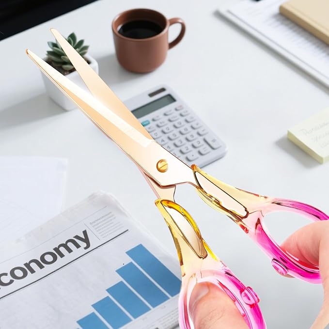 6.3 Inch Precision All - Purpose Craft Scissors, Stainless Steel Blade for Superior Cutting, Purple Acrylic Handle for Comfort, Ideal for Office, Home & School Crafters