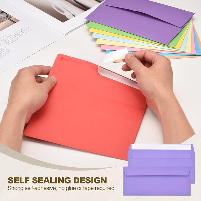 PATIKIL 100 Pack Dark Purple #10 Business Envelopes, Colored Self Seal Letter Size Envelopes for Business Mailing Office Checks Invitation, 4-1/8 x 9-1/2 Inches