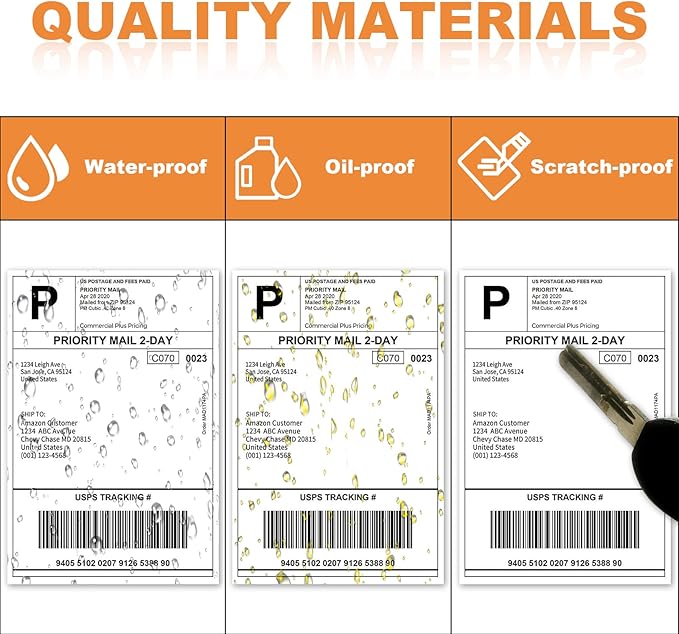 FungLam 4"x6" Thermal Shipping Labels, Fanfold 4"x6" Thermal Labels, Shipping Mailing Address Labels for iDPRT, Munbyn, Polono, Rollo Direct Thermal Printer, 500 Labels