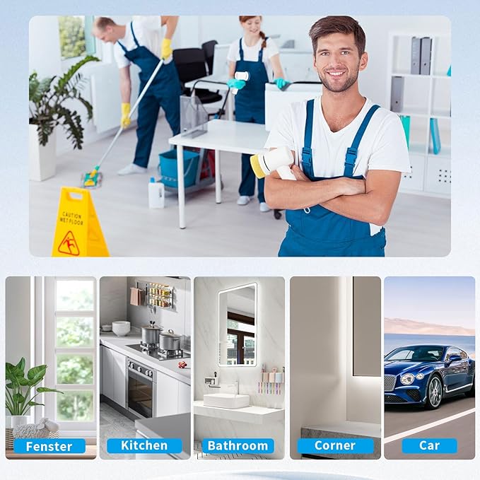 Electric Spin-Power Scrubber,Cordless Brush for Kitchen, IPX7 Waterproof Dish Washing Scrubber Brush Multi-use Electric Handheld Brush for Bathroom,Sink,Bathtub,ect