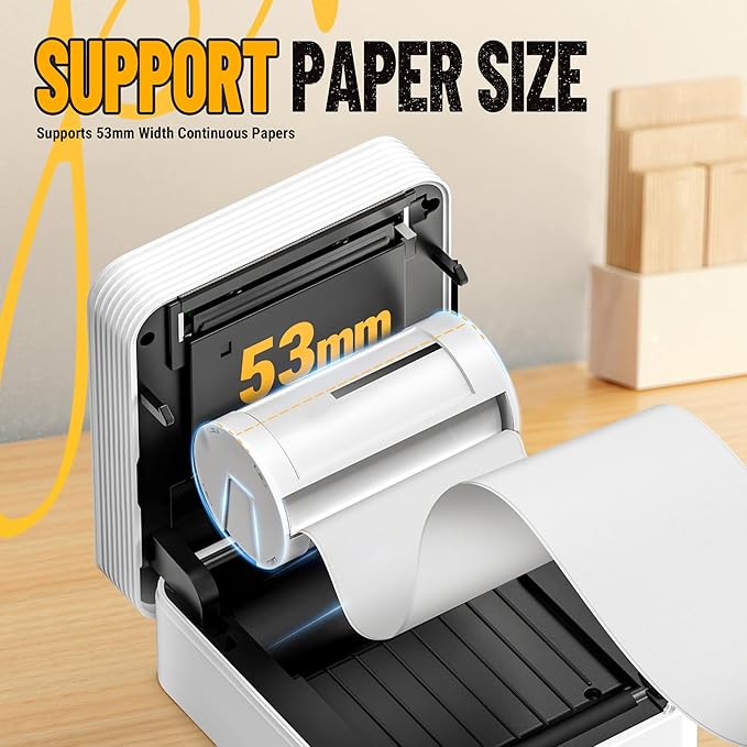 Nelko Sticker Printer, PM230 Print Pod Mini Bluetooth Portabel Sticker Maker with 3 Rolls Paper, Print Pods Mini Printer with Multiple Templates for Phone & Tablet，for School Office Home, White