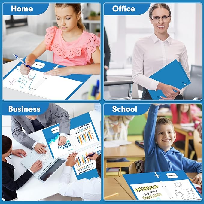 Two Pocket Portfolio Folders, PANDRI 60 Pack 3 Hole Punched 2 Pocket Folders for 3 Ring Binder, Letter Size Paper File Folder for School Office Home Business, Blue