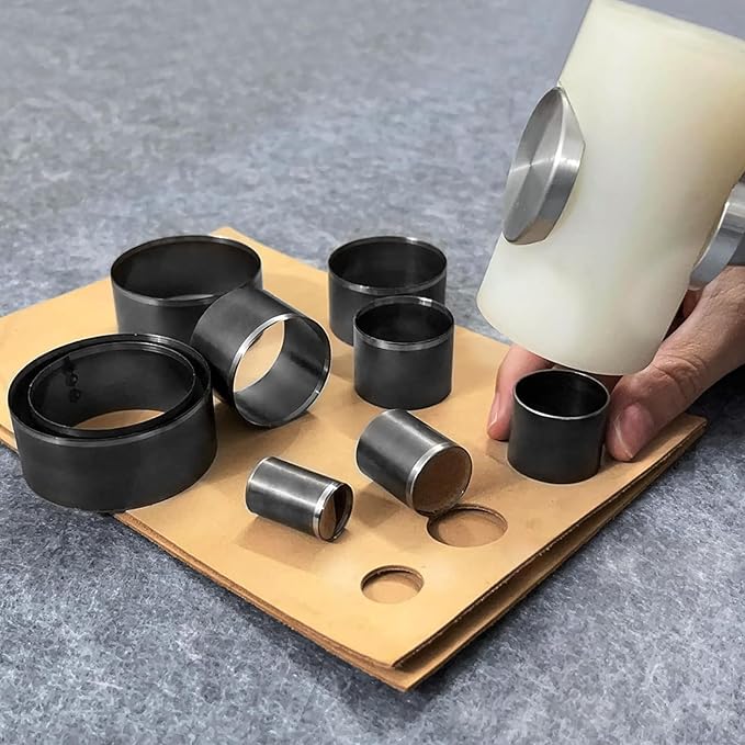 Leather Circle Cutter Tool Set, 31 Pieces Circle Punch Tools 1-25mm 30 35 40 45 50 55mm, High Carbon Steel Round Leather Cutting Dies - Hole Punch Tool Kit for DIY Crafts