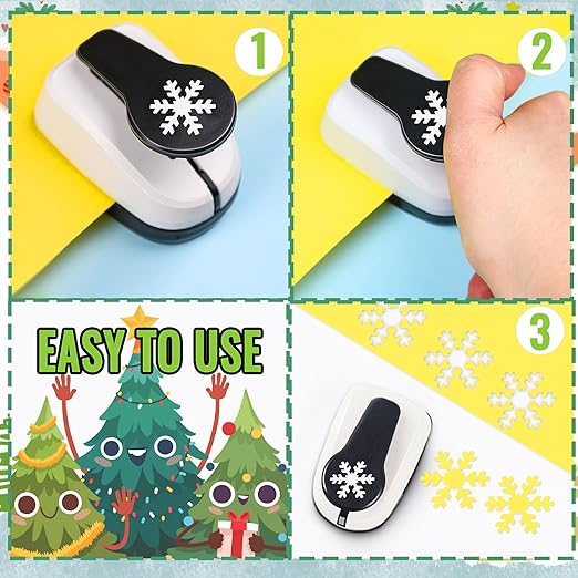 Snowflakes Punch for Crafting, 1 Inch Christmas Punch, Paper Punches for Christmas, Snowflakes Hole Punches, Snowflake Crafts Puncher for Handmade Scrapbook Cards