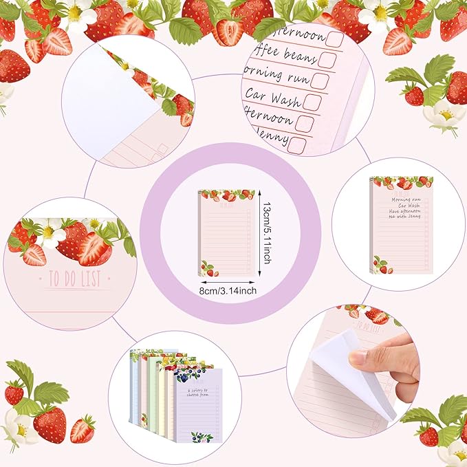 300 Sheets to Do List Notepad Daily Checklist Sticky Notes Cute Undated Memo Pad Color Block to Do Note Pad Weekly Plan Agenda and Organizer Planners for College(Fruit Style,3.14 x 5.11 Inch)
