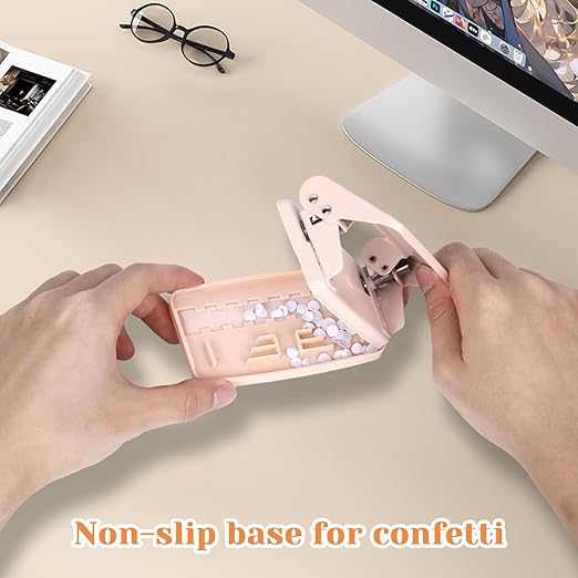 2 Hole Punch 1/4" with Ruler Paper, Pink Two Hole Punch, 2 Holes Puncher for File Folder, Metal Manual Low Force Looseleaf Double Punch Capacity 10 Sheet for A4/A5/B5 for Office and Home