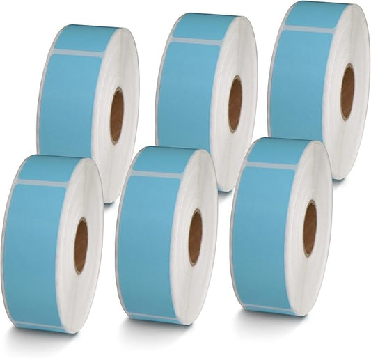 BETCKEY - 1" x 3" Barcode & Address Labels Compatible with Zebra & Rollo Label Printer,Premium Adhesive & Perforated[Light Blue, 6 Rolls, 3120 Labels]