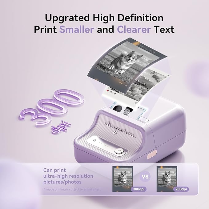 NIIMBOT B21 Pro Sticker Printer, 300DPI, Fun APP, Portable Inkless Label Printer, Bluetooth Sticker Maker for DIY Crafts, Notes, Scrapbook, Photo, Custom Labels & Gifts,Home Organization (Violet)