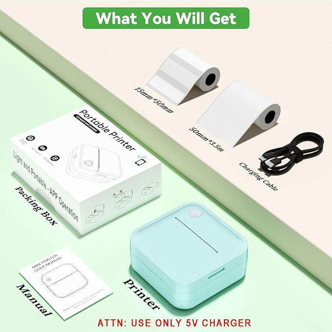 Label Maker Machine with Tape - Mini Sticker Printer Bluetooth Label Printer for Home Office Organization, Portable Thermal Sticker Maker Print Pod with Multiple Templates for Phone