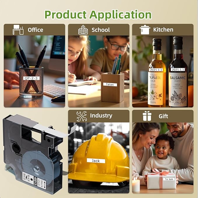 Replace for Dymo Label Maker Refills 45013 S0720530 D1 Label Maker Tape, 1/2 in x 23 Ft Black on White Compatible with DYMO LabelManager 160 210D 260P 280 360D 450D, 4-Pack