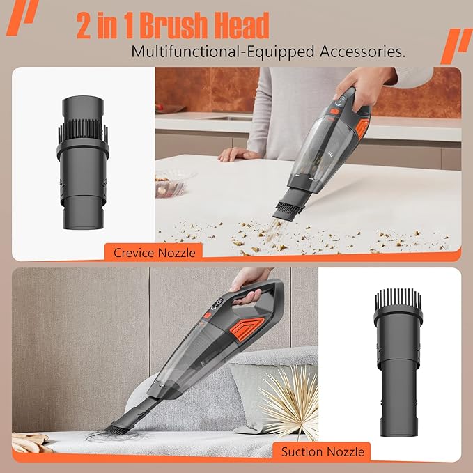ATONEP Handheld Vacuum Cordless Cleaner,Powerful Portable and Dust Buster Hand Vcauum Rechargeable with Large-Capacity Battery for CarPetOfficeHome (Mixed Colors) (Dark Purple)