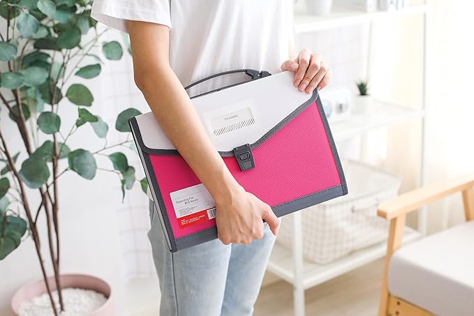 Expanding Accordion File Folder with Labels, 13 Pocket Document Organizer, Letter A4 Size, 1 Pack