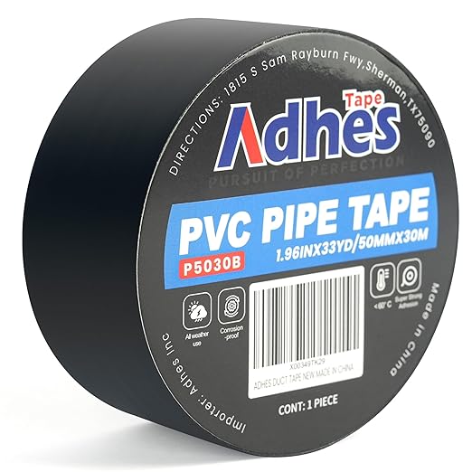 ADHES 6mil PVC Pipe Tape, 2inch x 36yd, Heavy Duty Waterproof Adhesive Tape for Plumbing, Sealing, and Pipe Repair