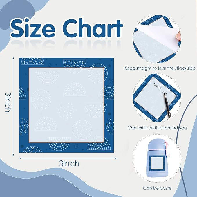 9 Pieces Boho Sticky Notes Boho Rainbow Self-Adhesive Note Pads Sticky Memo Notes for School Office Home Supplies Students Teachers Presents