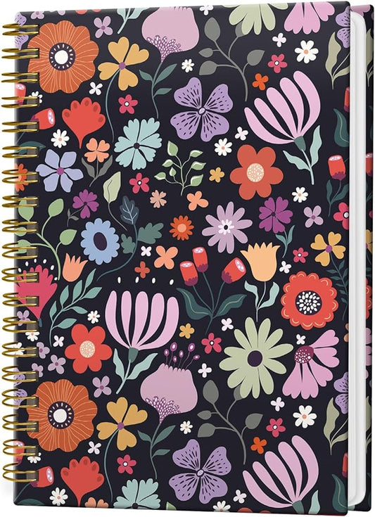 Spiral Notebook Journal for Women Men, A5 Hardcover Journal, 120 Pages Thick Paper, College Ruled Writing Notebook for School, Work & Office 8.3'' × 5.9''(Colorful Garden Flowers)