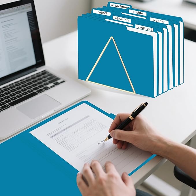 File Folder, HERKKA 30 Pack 1/3 Cut Tab File Folders, File Folders Great for Organizing and Filing, Letter Size, Blue