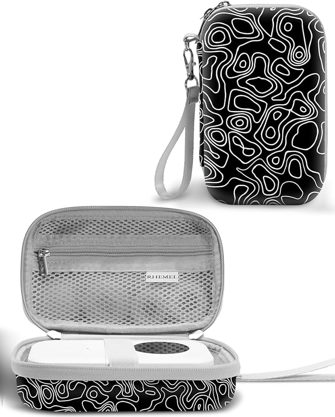 Label Maker Case for Label Maker Machine, EVA Travel Case with Designed Pattern, Compatible with D30, P21, E10, D110 Label Maker (Box Only), Black Wave