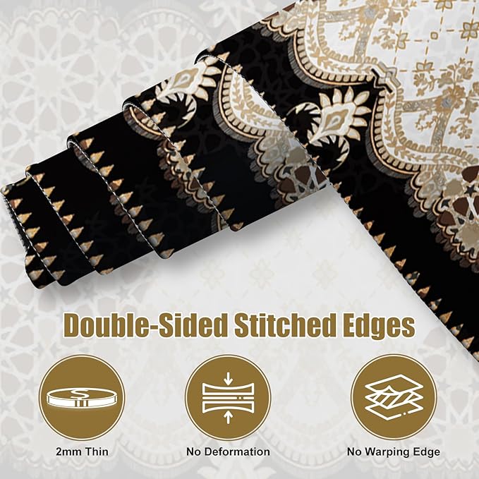 Large Mouse Pad, Desk Mat for Desktop, DeskPad Matt, XXL Big Mouse Pad for Desk, Anti-Slip Mousepad with Stitched Edges, Keyboard Pad Mouse Mat Cover for Computer PC 35.4×15.7 Inchs, Brown Rug Retro