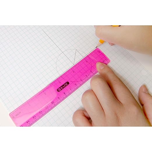 BAZIC Plastic Ruler 6" (15cm), Inches Centimeter Metric Measuring Drafting Rulers, for Students School Supplies (3/Pack), 24-Packs