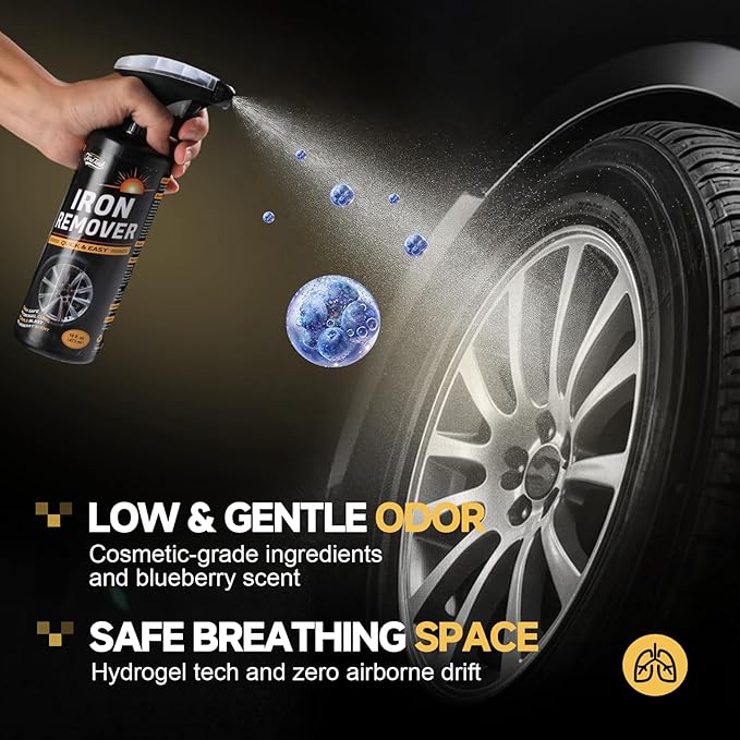 Iron Remover,Fallout & Iron Remover for Car Detailing,Fast Removal Brake Dust & Rust and Wheel Cleaner,Safe for All Vehicle Paint & Wheels,Tire Shine and Preps for Wax (16oz)