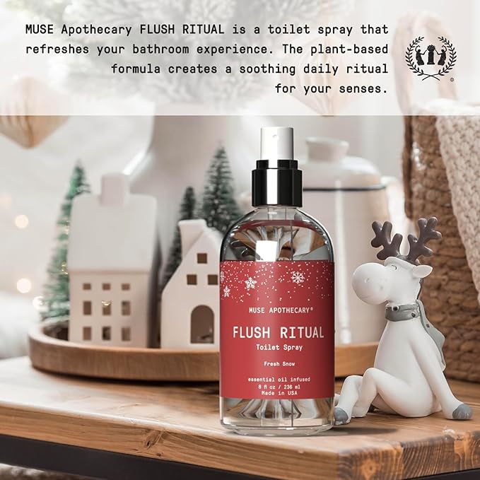 Muse Apothecary Flush Ritual - Aromatic & Refreshing Toilet Spray, Use Before You Go, 8 oz, Infused with Natural Essential Oils - Fresh Snow, Pack of 3
