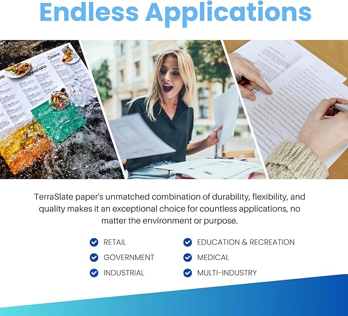 Printer Paper - 8.5" x 11", 10 Mil Thick Waterproof Paper, Laser Printer & Copy Machine Compatible (500 Sheets)