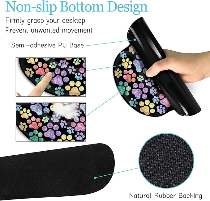 Dog Paw Mouse Pad Set XXL Large Desk Mat Pad, Cute Ergonomic Mouse Pad with Wrist Support Wrist Rest for Computer Keyboard, Cup Coaster Cute Cat Paw Office Supplies Desk Decor Accessories