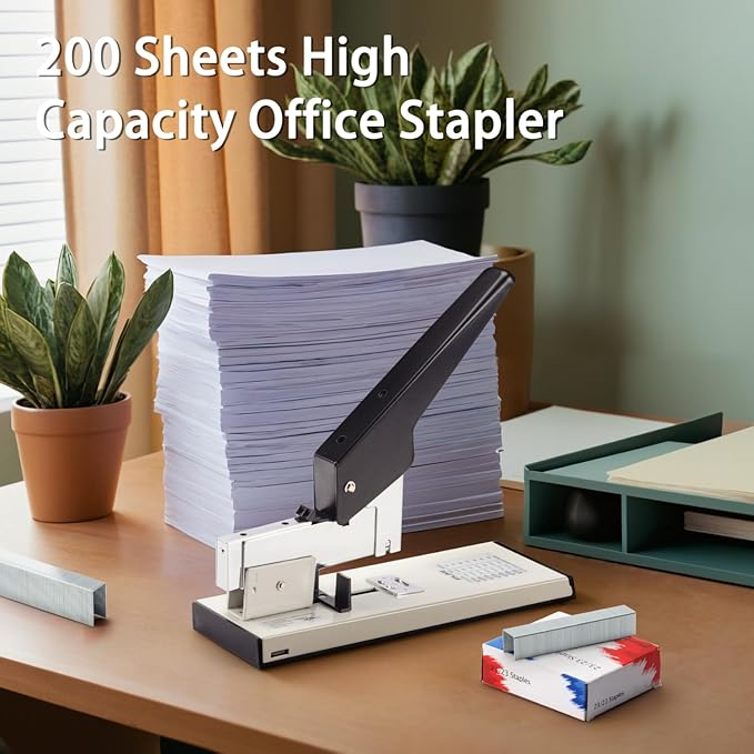 Heavy Duty Stapler with 2000 Staples: IMLIKE 200 Sheets Capacity Manual No Jam Desk Stapler,Big Metal Labor-Saving Office Supplies,Non-Slip,Include High Strength 23/13 & 23/23 Staples