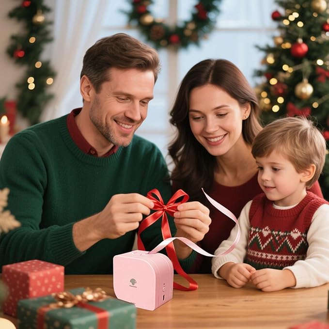 Phomemo Label Maker Machine with Tape, P12 Portable Bluetooth Label Maker Thermal Mini Label Printer with Multiple Templates for Home, Office, Kitchen, Storage, Organizing, Pink