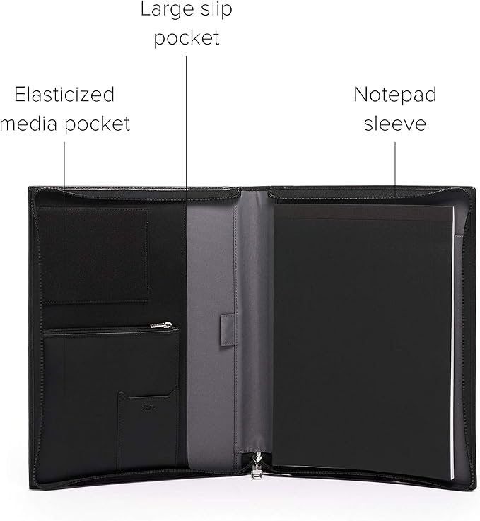 TUMI - Alpha Zip-Around Letter Pad - Ballistic Nylon Material - Durable Letter Pad Notebook Case - 13.3" X 10.3" X 1.0" - Black