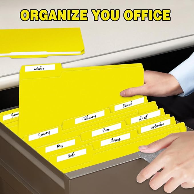 File Folders,IntoJoy 120 Pack Colored File Folder Letter Size, 1/3 Cut Tab Filing Folders for Office School Business File Document Organization,Yellow