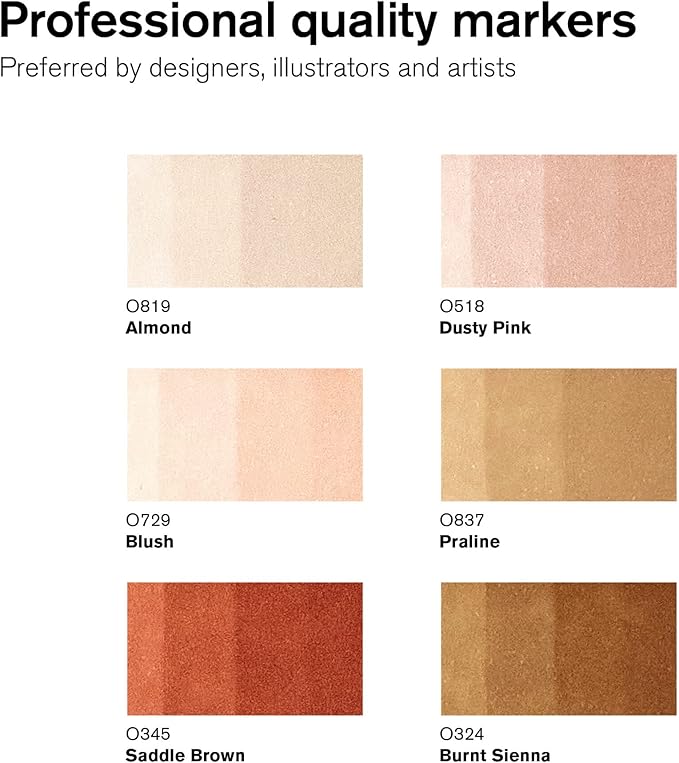 Winsor & Newton ProMarker Brush Set, 6 Count, Skin Tones