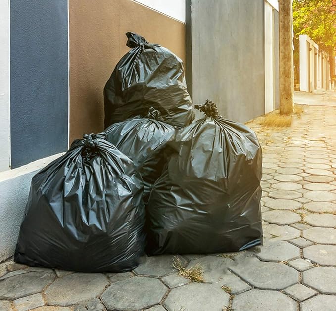 Tasker 64 Gallon Trash Bags Heavy Duty (Value-PACK 50 Bags w/Ties) 64 Gallon Trash Bags | 65 Gallon Trash Bag Heavy Duty Large Black Industrial Garbage Bags | 60 Gallon Garbage Bag